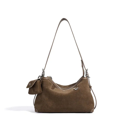Frosted Cowhide Suede Leather Shoulder Bag