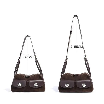 Wildleder-Umhängetasche aus echtem Leder