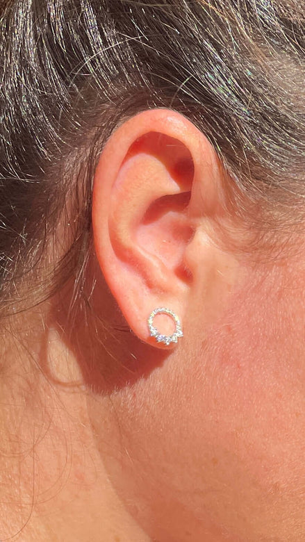 Moissanite Hoop Earrings with Sparkling Floral Design