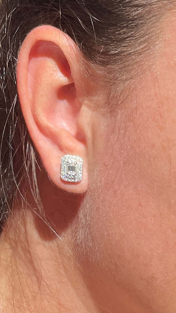 Moissanite Stud Earrings – Emerald Cut Iced Out Design