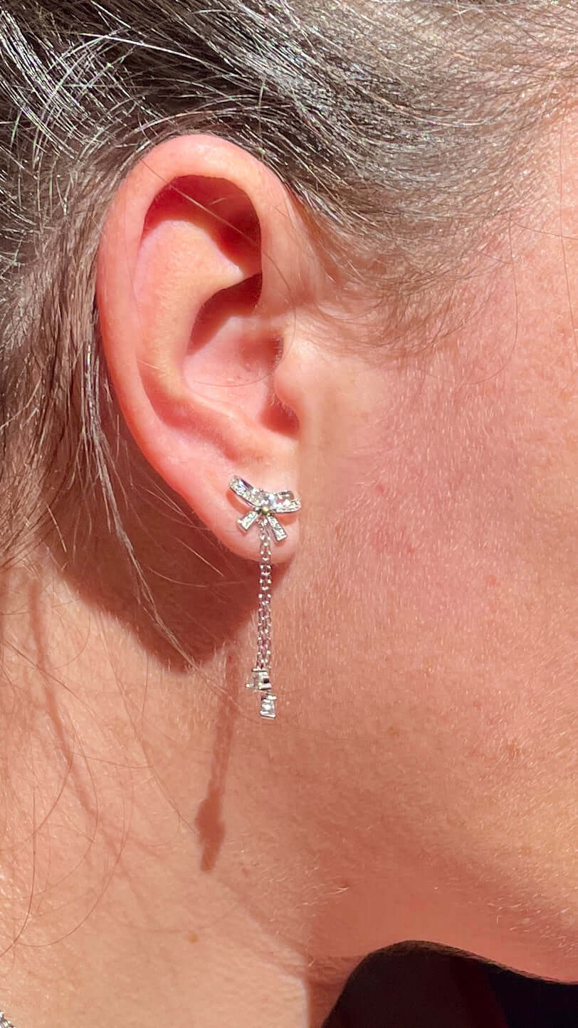 Handcrafted Moissanite Bowknot Drop Earrings