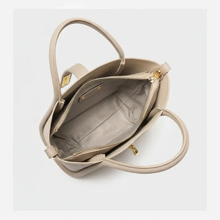 Interior view of Women's Genuine Leather Bucket Bags showcasing sleek design and zipper closure.