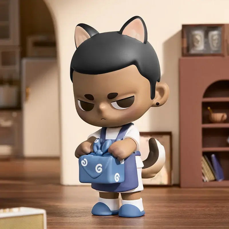 Kubo Pop Mart action figure, collectible model in brown and blue, featuring unique design and craftsmanship for fans.