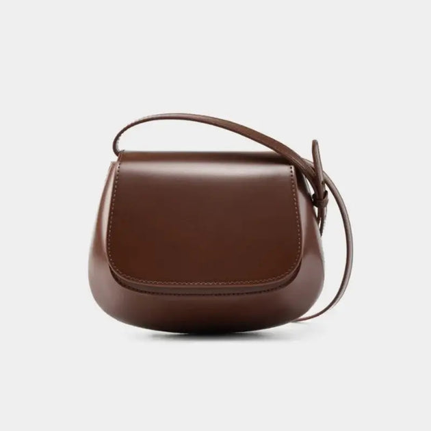 Shoulder Bag Leather Brown - Versatile women's saddle bag, premium genuine leather, minimalist design for various occasions.