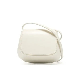 Shoulder Bag Leather - Versatile white leather saddle bag with sleek design and practical interior pocket for women.
