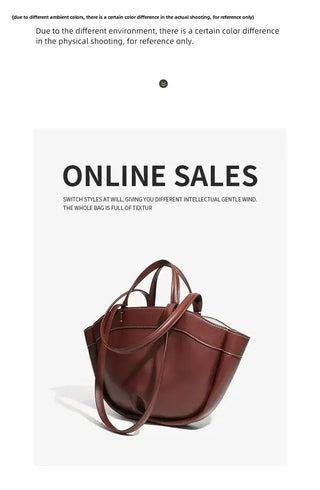 Large capacity brown tote bag made of soft microfiber synthetic leather, perfect for commuting and shopping.