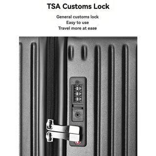 TSA customs lock on luggage suitcase, ensuring security for travelers, easy to use and travel more safely.