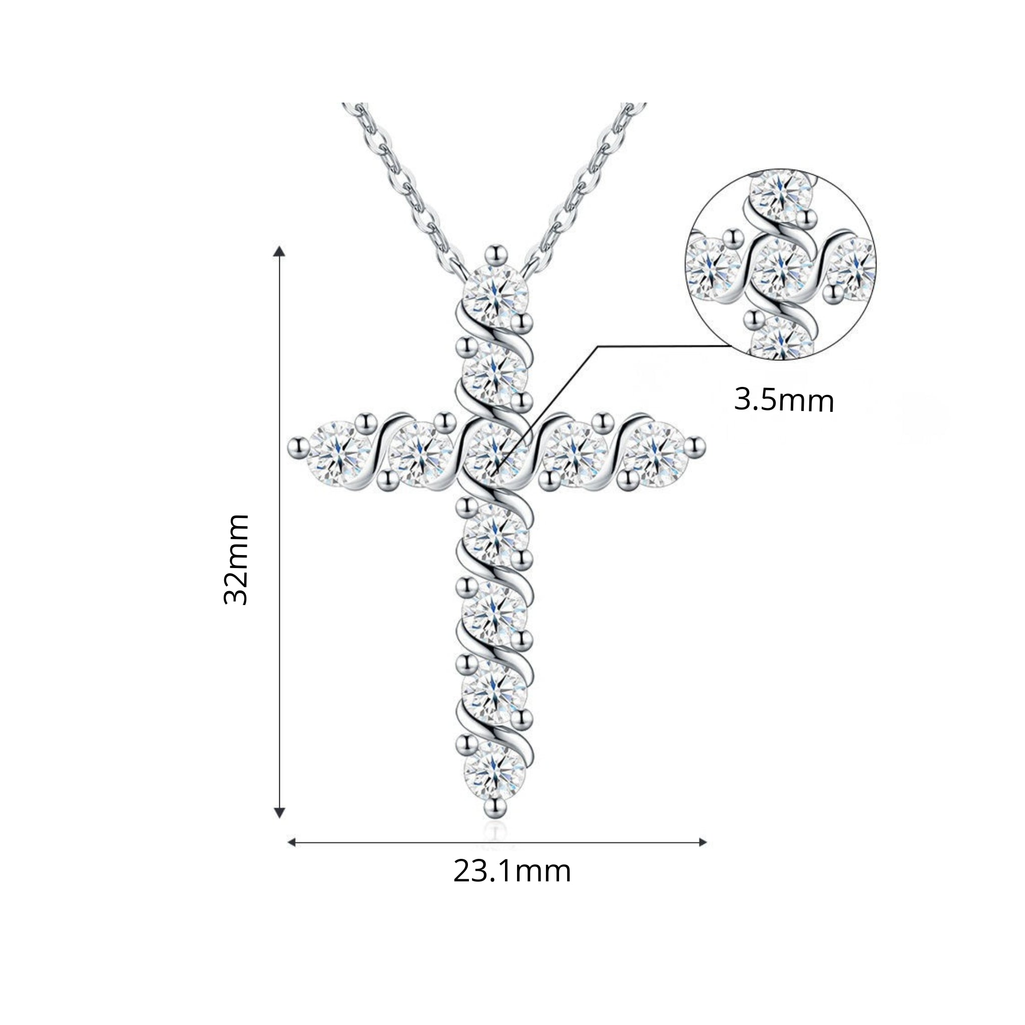Collana con Pendente a Croce con Diamante Moissanite