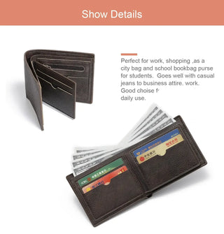 Brown PU leather wallet showing card slots and interior design, ideal for work and casual outings.