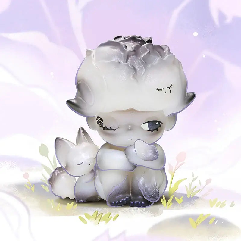 MOKOKO POP MART collectible figure, translucent white and gray, perfect for collectors and creative enthusiasts.