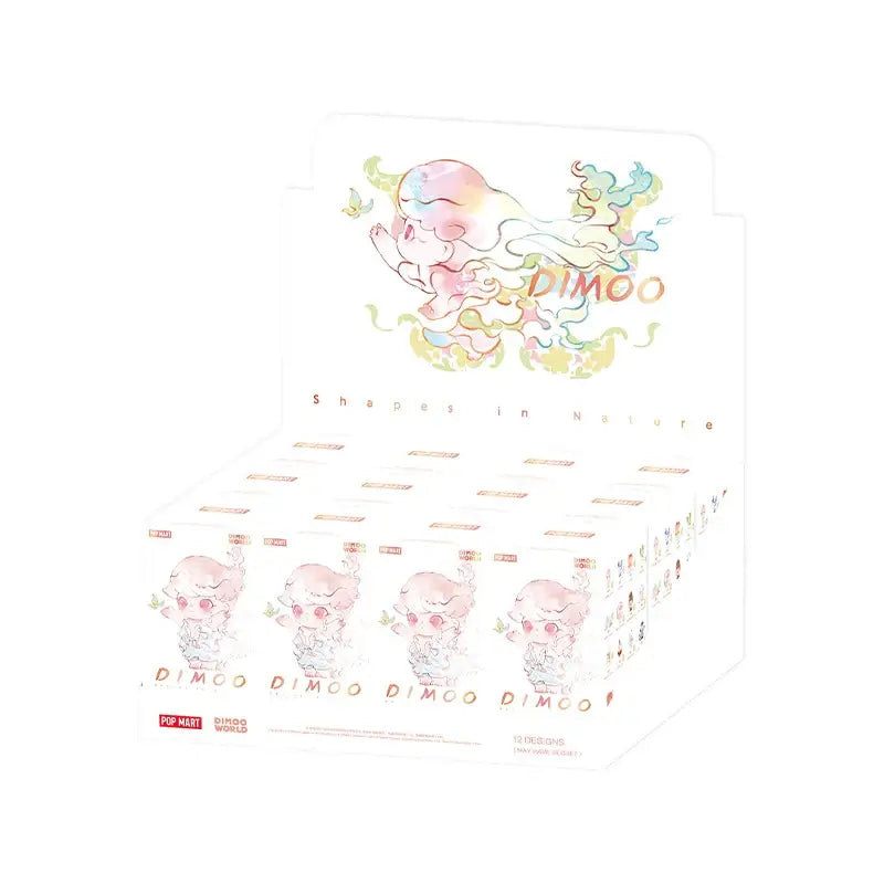 POP MART DIMOO collectible display box featuring colorful artistic design, ideal for fans and collectors.