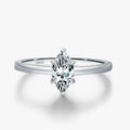 Marquise-cut Rhombic Moissanite Ring on a sleek sterling silver band, showcasing a stunning geometric-cut stone.
