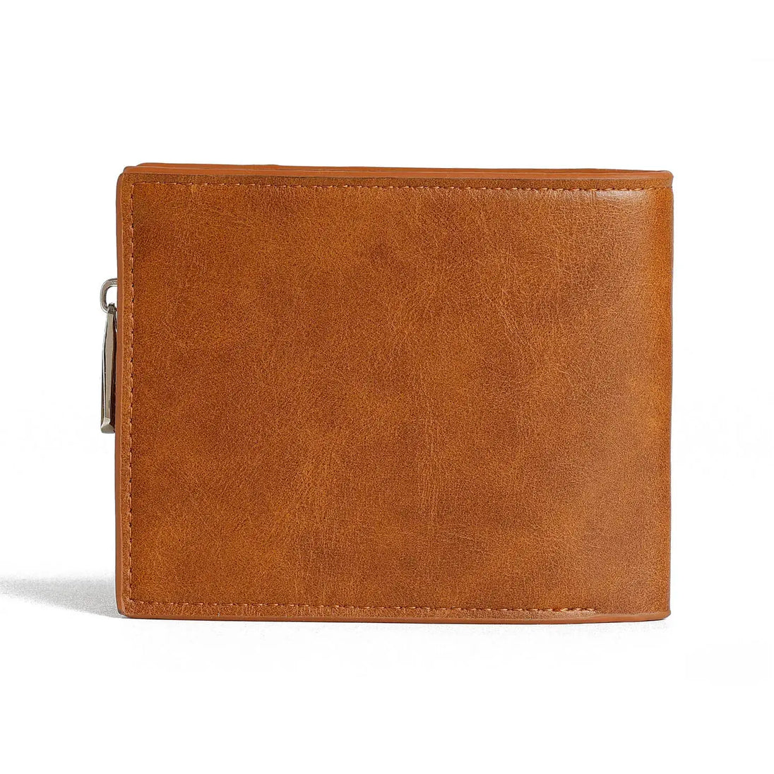 Brown PU leather wallet for men by David Jones, featuring a sleek design and zipper closure.