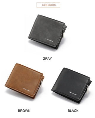 David Jones men's wallet in gray, brown, and black; luxury designer coin purse and card holder.