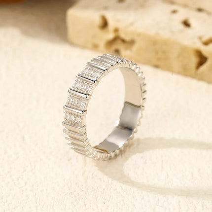 Moissanite Pavé Ring 925 Sterling Silver with a unique design and dazzling stones