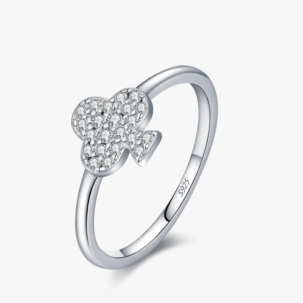 Moissanite Ring in 925 Sterling Silver featuring a geometric design with sparkling pavé setting.