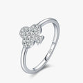 Moissanite Ring in 925 Sterling Silver featuring a geometric design with sparkling pavé setting.