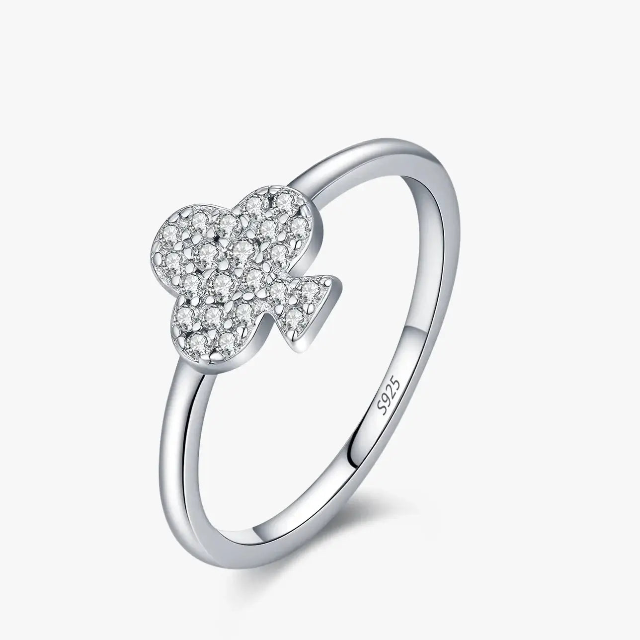 Moissanite Ring in 925 Sterling Silver featuring a geometric design with sparkling pavé setting.