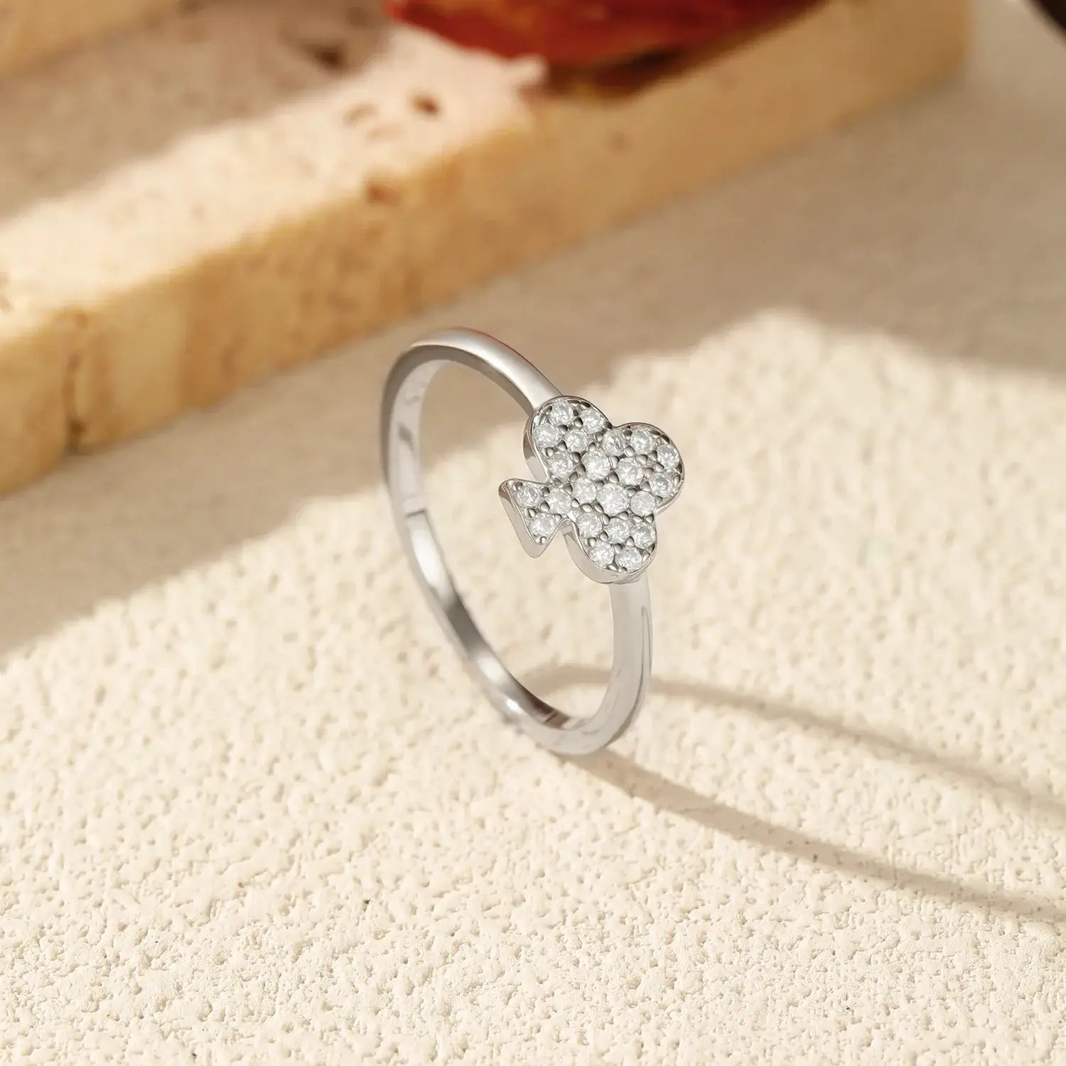 Moissanite Ring in 925 Sterling Silver featuring a geometric design with sparkly pavé setting
