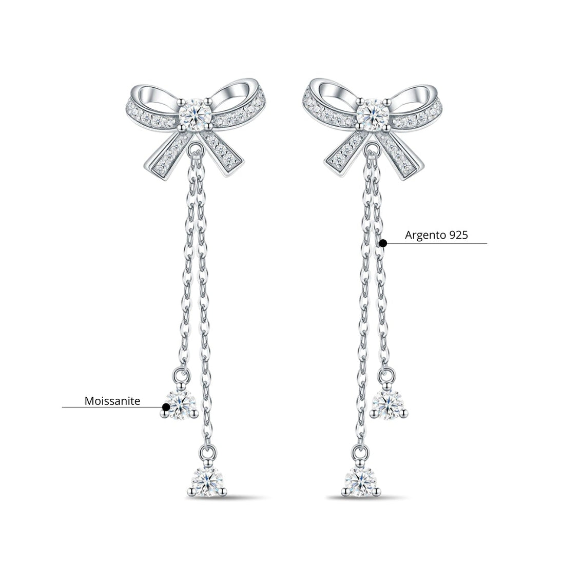 Handcrafted Moissanite Bowknot Drop Earrings