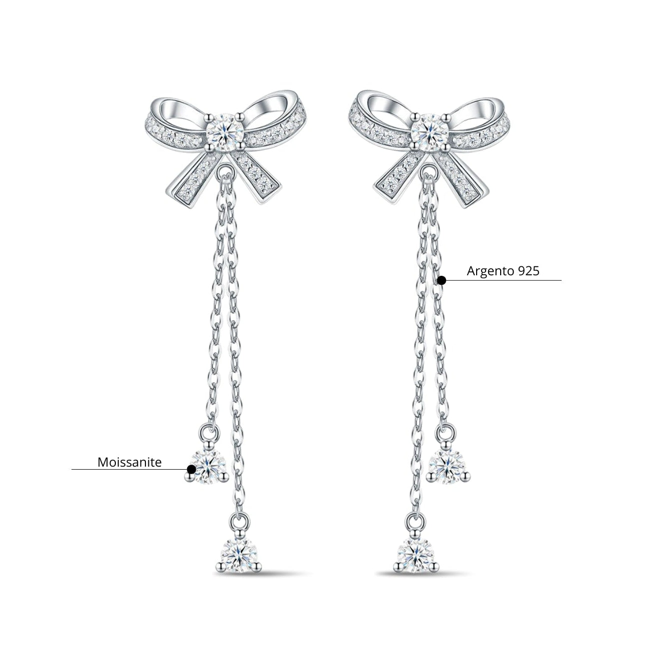Handcrafted Moissanite Bowknot Drop Earrings