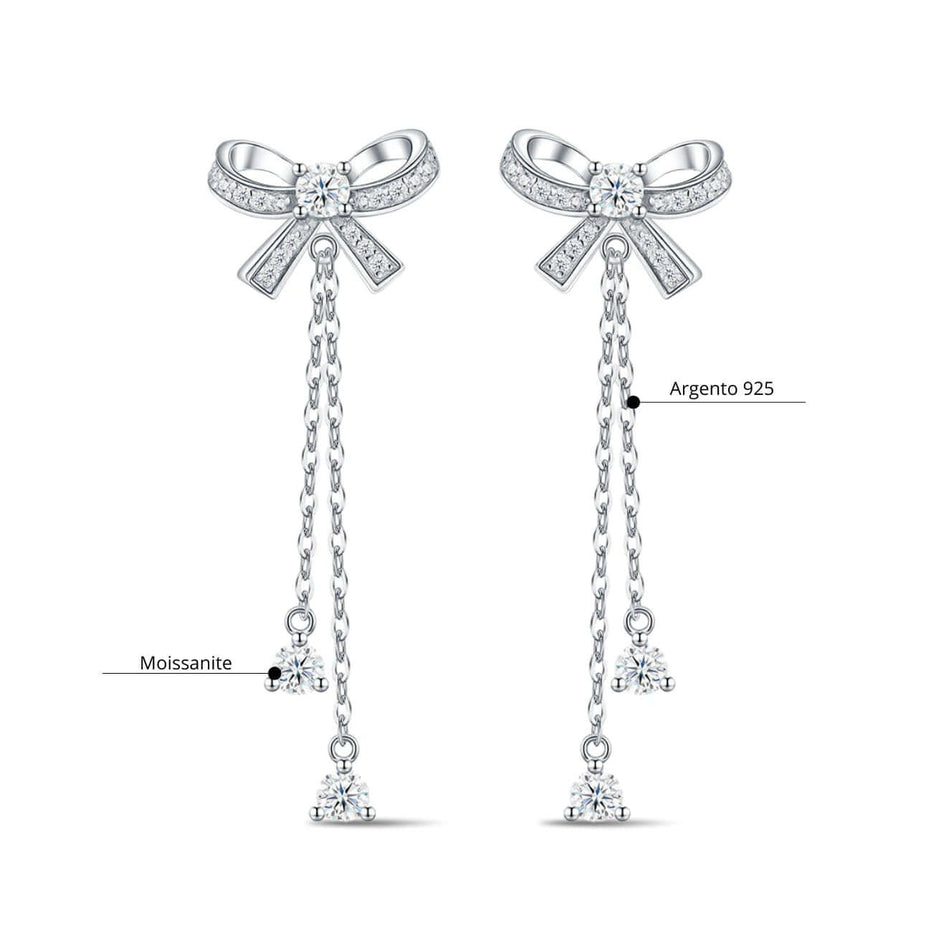 Handcrafted Moissanite Bowknot Drop Earrings