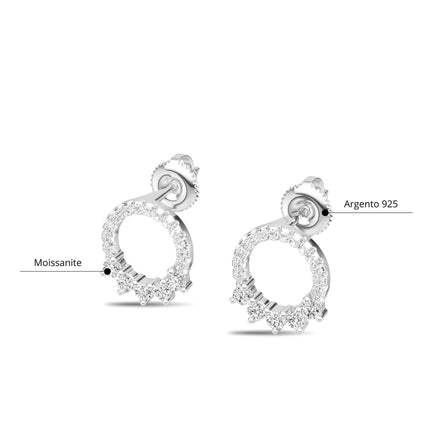 Moissanite Hoop Earrings with Sparkling Floral Design