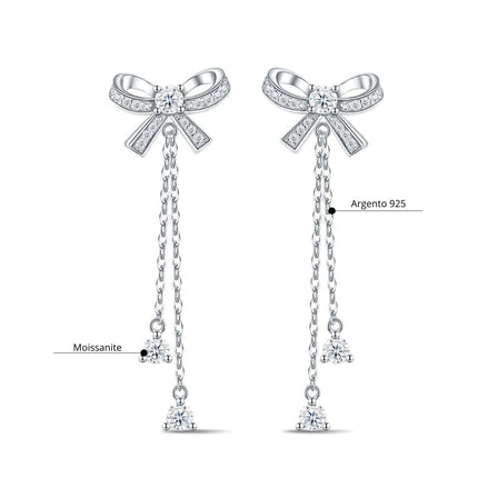 Handcrafted Moissanite Bowknot Drop Earrings