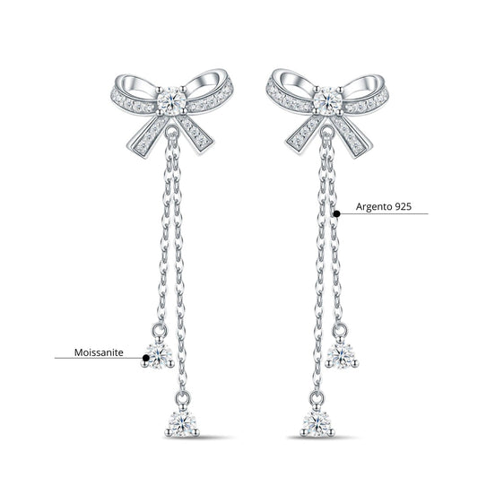Handcrafted Moissanite Bowknot Drop Earrings