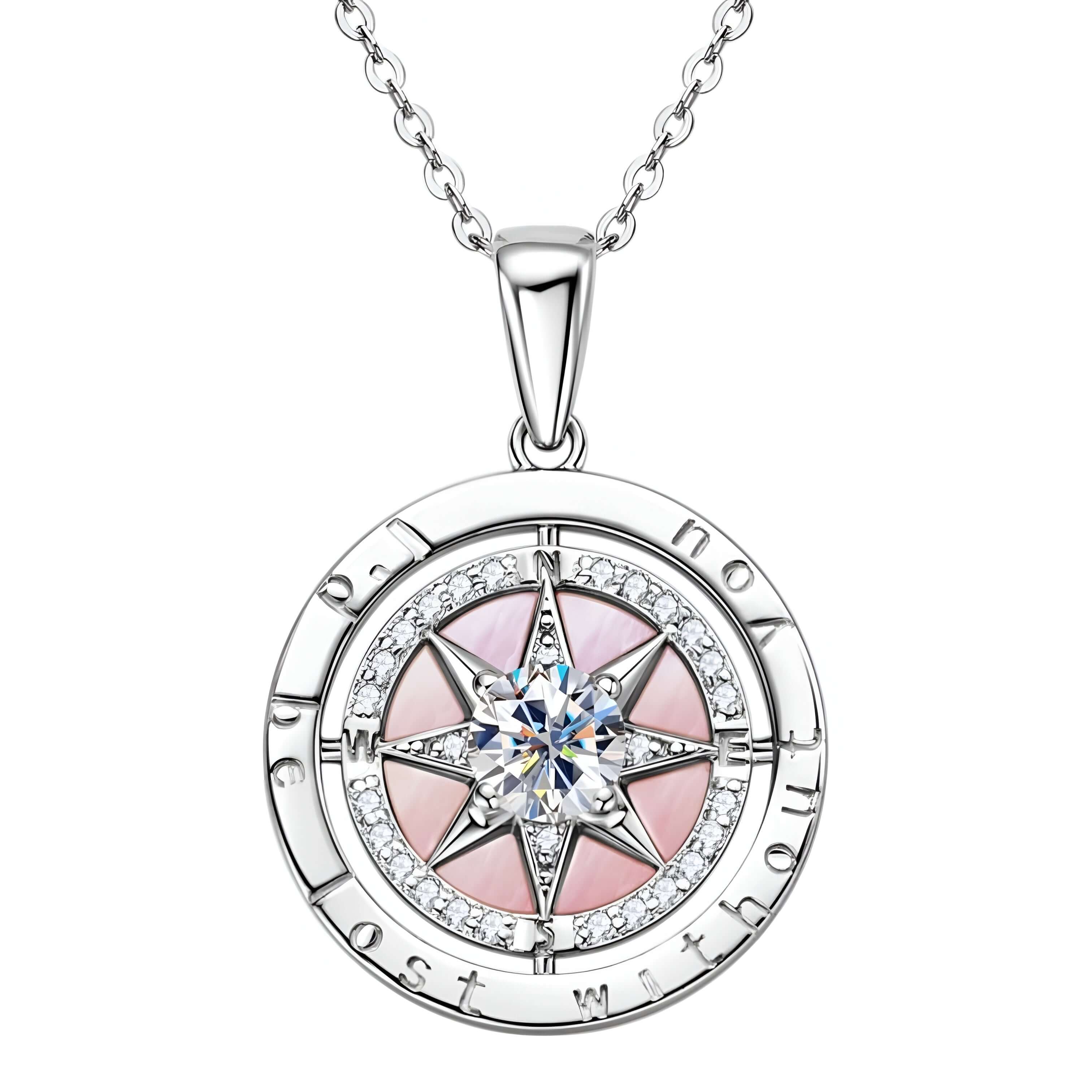 Necklace Compass 925 Stering Silver with 18K Gold Plated