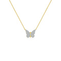Dragonfly Necklace 925 Sterling Silver featuring a butterfly motif with zircon accents on a gold chain.