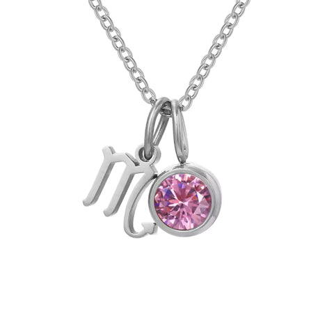 Zodiac Pendant Necklace with Birthstone