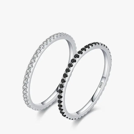 Pave Zircon Ring 925 Sterling Silver featuring sparkling zircon stones in a pavé design on sterling silver bands.