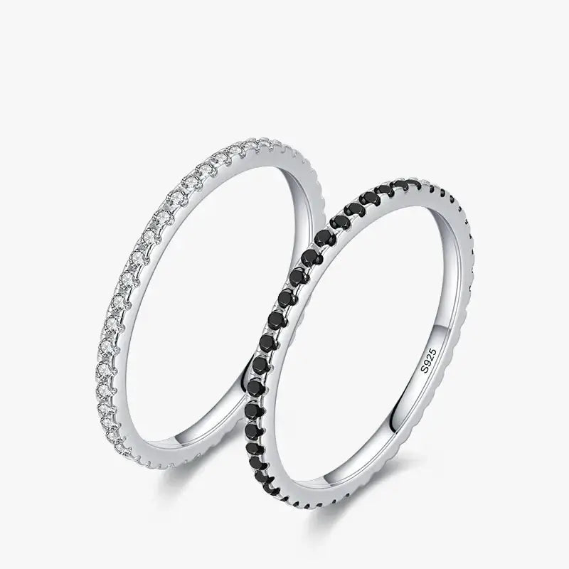 Pave Zircon Ring 925 Sterling Silver featuring sparkling zircon stones in a pavé design on sterling silver bands.