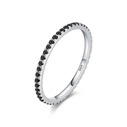 Pave Zircon Ring 925 Sterling Silver with sparkling black zircon stones and sleek design for elegant styling.