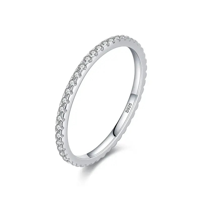 Pave Zircon Ring 925 Sterling Silver showcasing a pavé-style design with sparkling zircon stones.