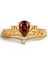 Set Anelli Corona – Granato Rosso e Zirconia, Argento 925