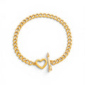 Chain Bracelet 18K Gold Stainless Steel – Classic Crystal Arrow Heart Design with OT Clasp Toggle Closure