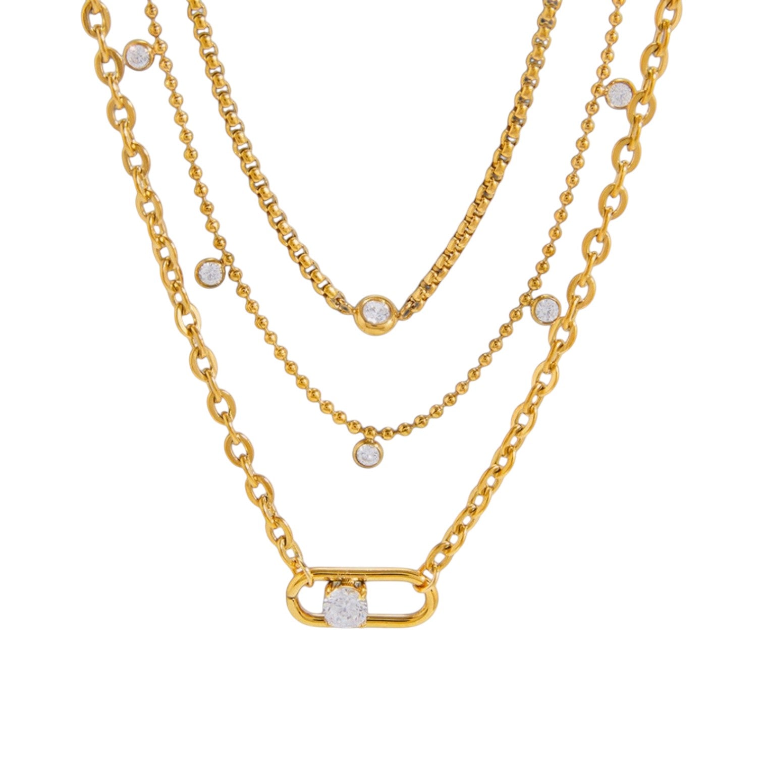 Necklace 18K Gold Plated Stainless Steel Zircon Pendant