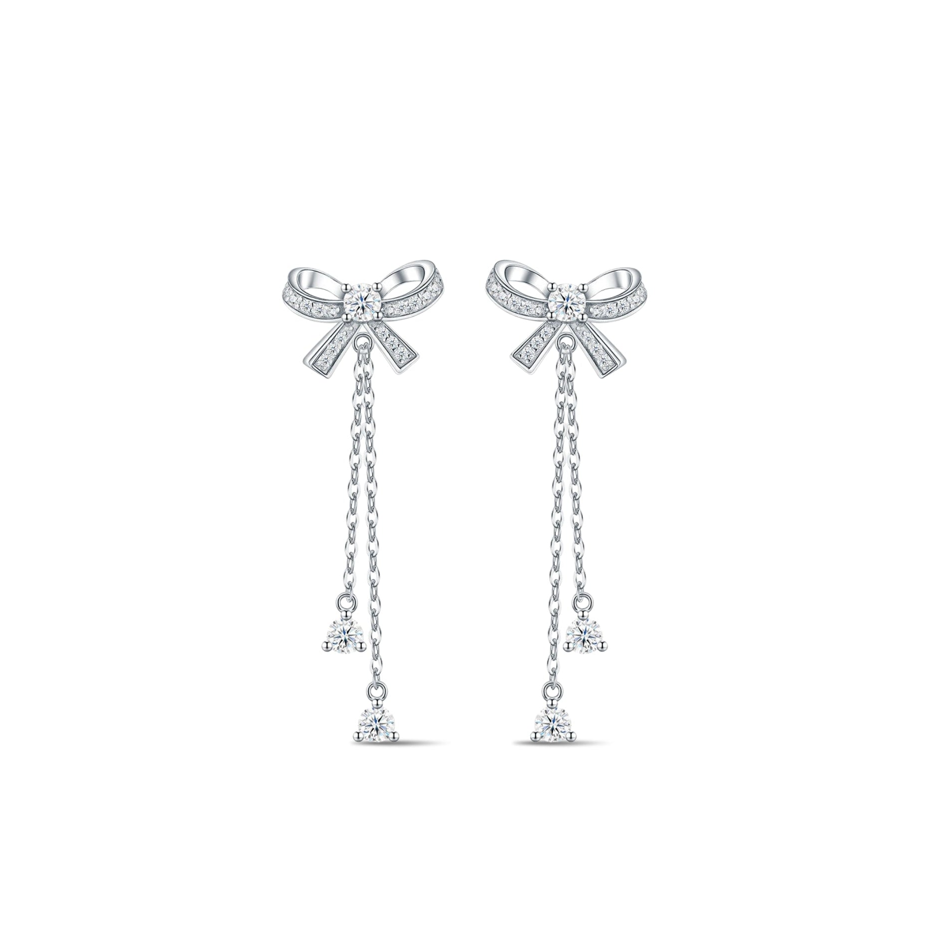 Handcrafted Moissanite Bowknot Drop Earrings