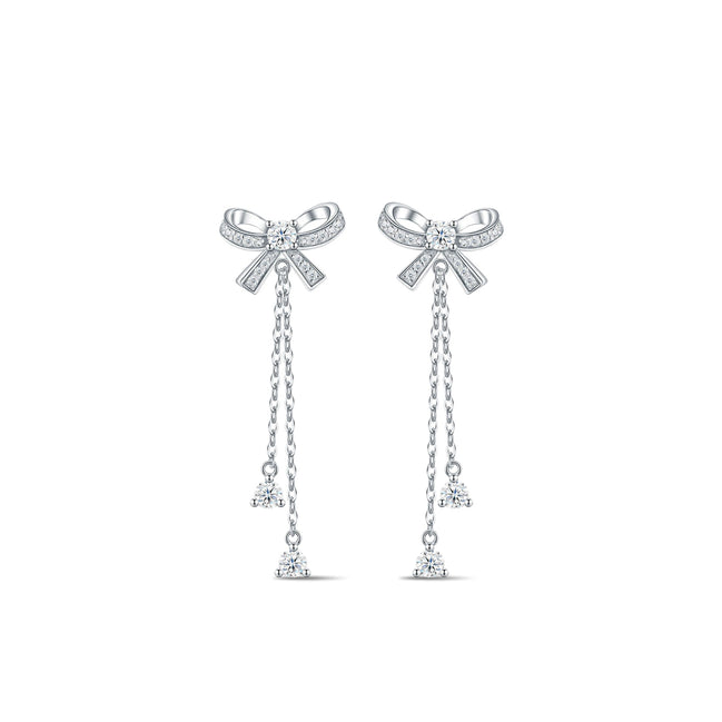 Handcrafted Moissanite Bowknot Drop Earrings