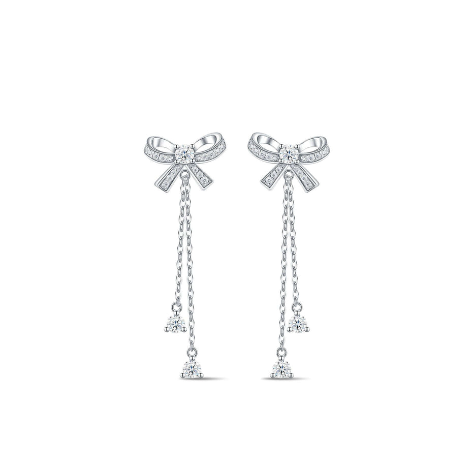 Handcrafted Moissanite Bowknot Drop Earrings