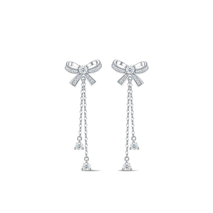 Handcrafted Moissanite Bowknot Drop Earrings