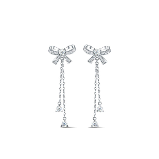 Handcrafted Moissanite Bowknot Drop Earrings