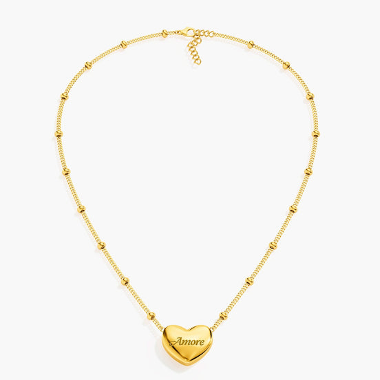 Heart-Shaped Love Necklace with "Amore" Engraving