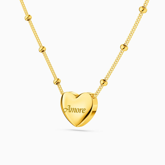 Heart-Shaped Love Necklace with "Amore" Engraving