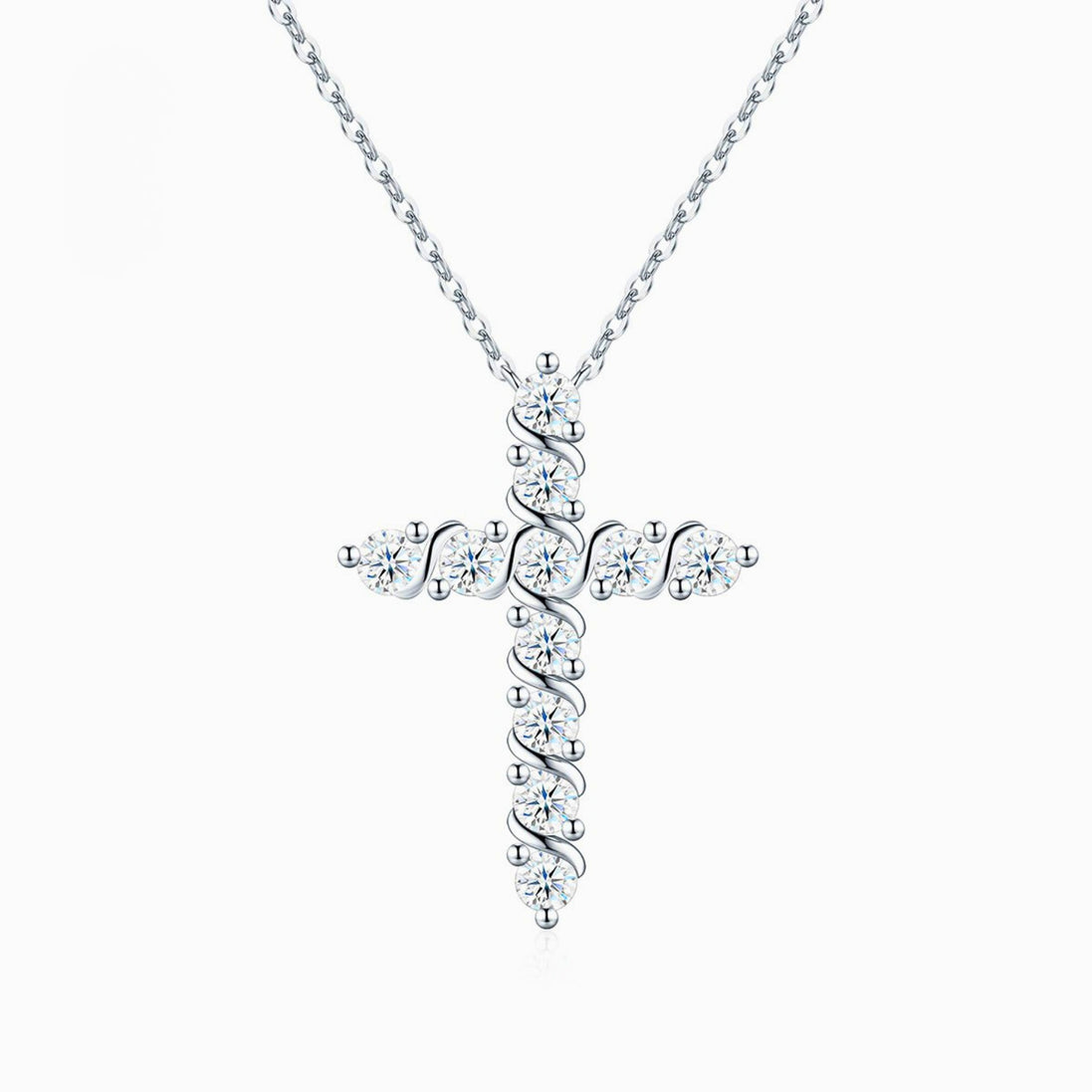 Collana con Pendente a Croce con Diamante Moissanite