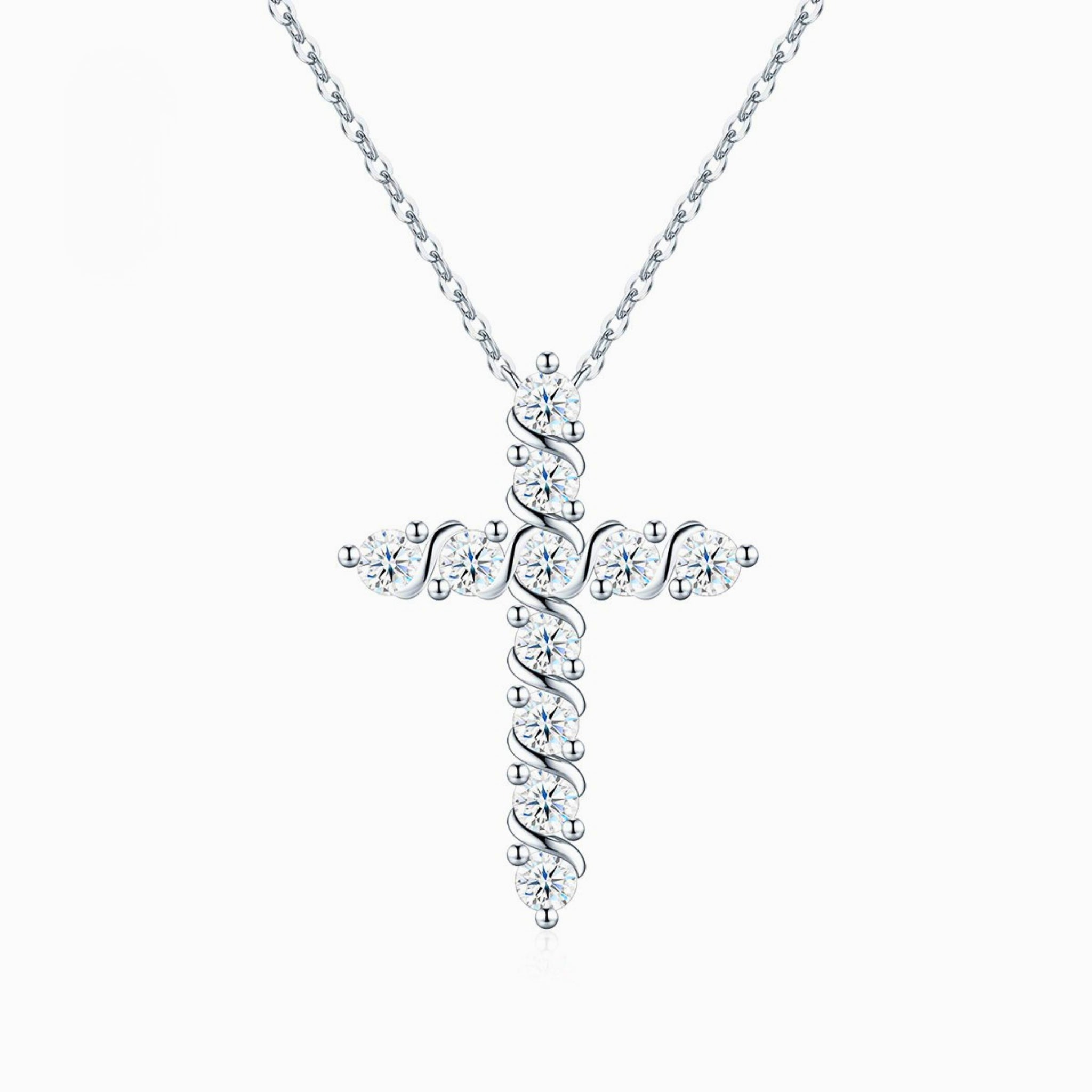 Collana con Pendente a Croce con Diamante Moissanite