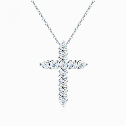 Sparkling Moissanite Cross Pendant Necklace