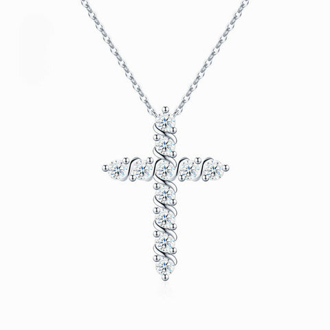 Sparkling Moissanite Cross Pendant Necklace
